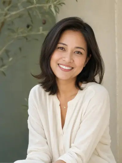 Femme souriante et apaisée
