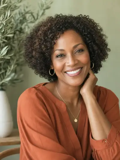 Femme au sourire chaleureux et éclatant