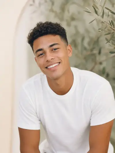 Jeune homme au sourire lumineux